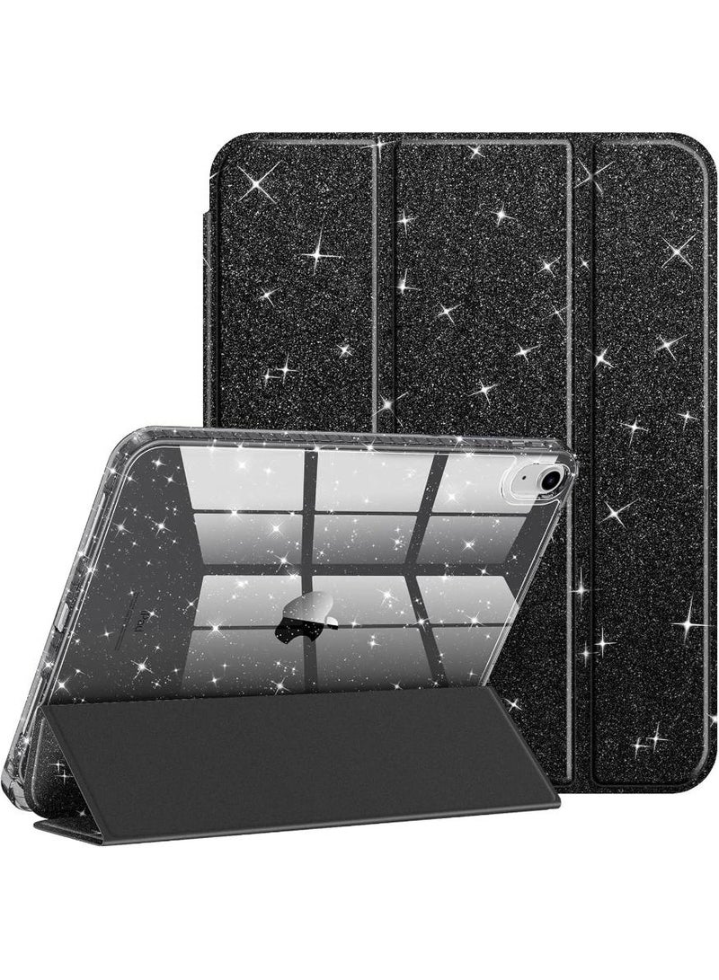 phomemo Fintie Slim Case for iPad (A16) 11th Generation 11 Inch (2025), iPad 10th Generation 10.9 Inch (2022) - Glittering Sparkly Shockproof Cover with Shiny Clear Back Shell & Pencil Holder, Black - Image 1